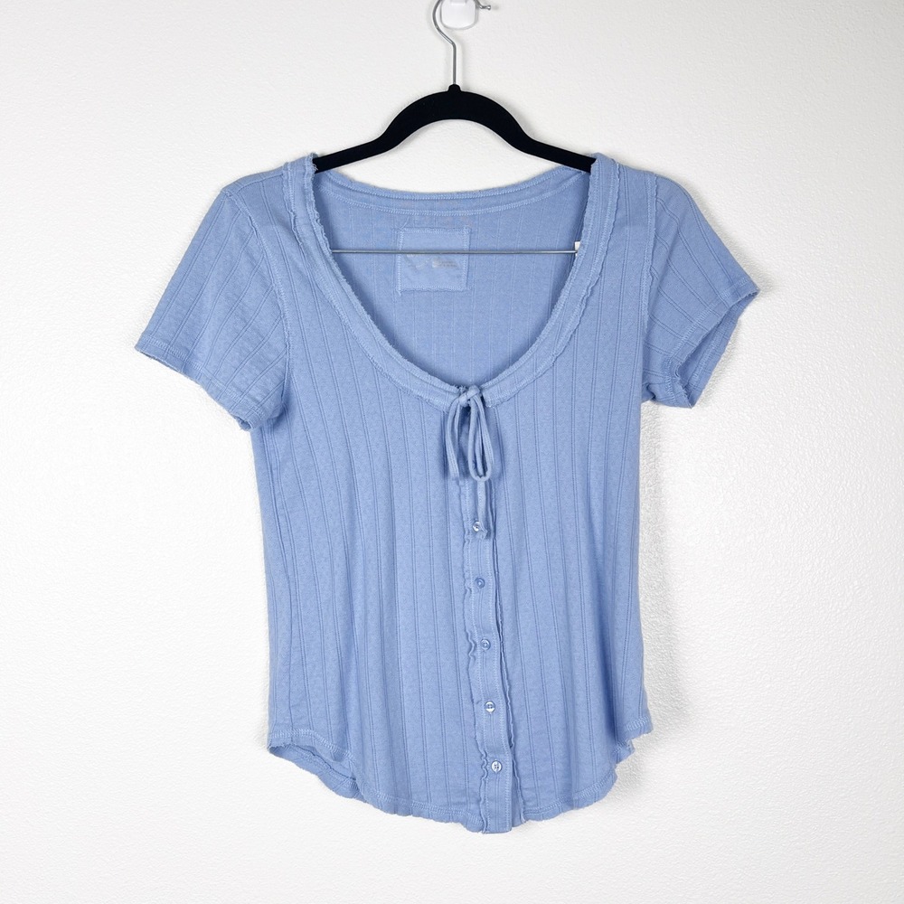 Aerie Women's Scoop Neck Short Sleeve Teeshirt Blue Sz M NWT